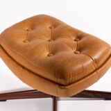 Pair of Danish Modern cognac leather hockers/ottomans, 1970’s