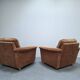 Pair of Mid-Century Modern Czech Lounge Armchairs with Rolling Casters