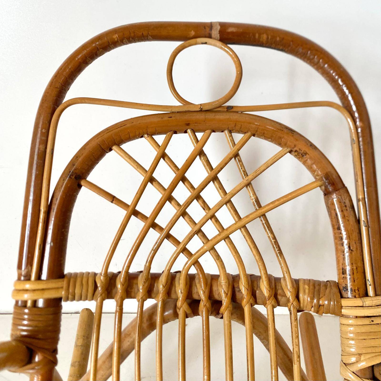 Mid Century Modern Bamboo Kids Rocking Chairs, Italy 1960s