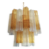Murano glass chandelier “tronchi” in amber and opalino “tronchi” d50