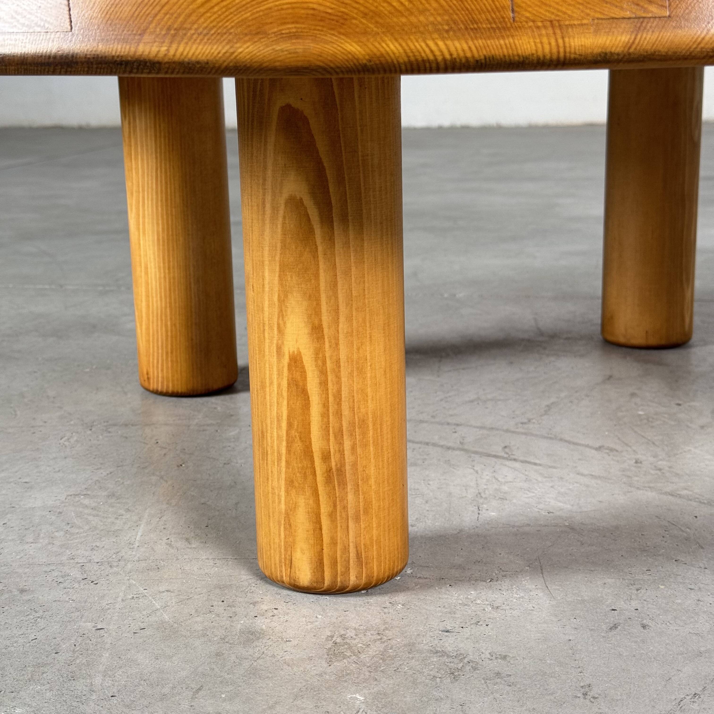 Round Pine Coffee Table, Charlotte Perriand for Les Arcs, France, 1960s