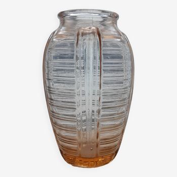 Vase en verre teinte ambre d'époque Arts Déco, vers 1935