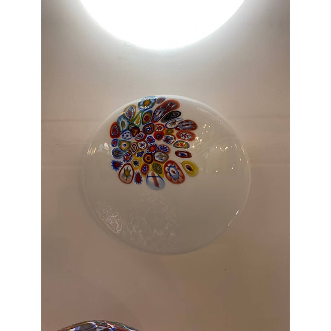 Murrine Sphere in Murano Style Glass With Multicolored Wall Sconce