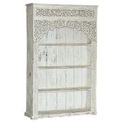 Large antique Anglo-Indian library in carved solid wood with original paint.