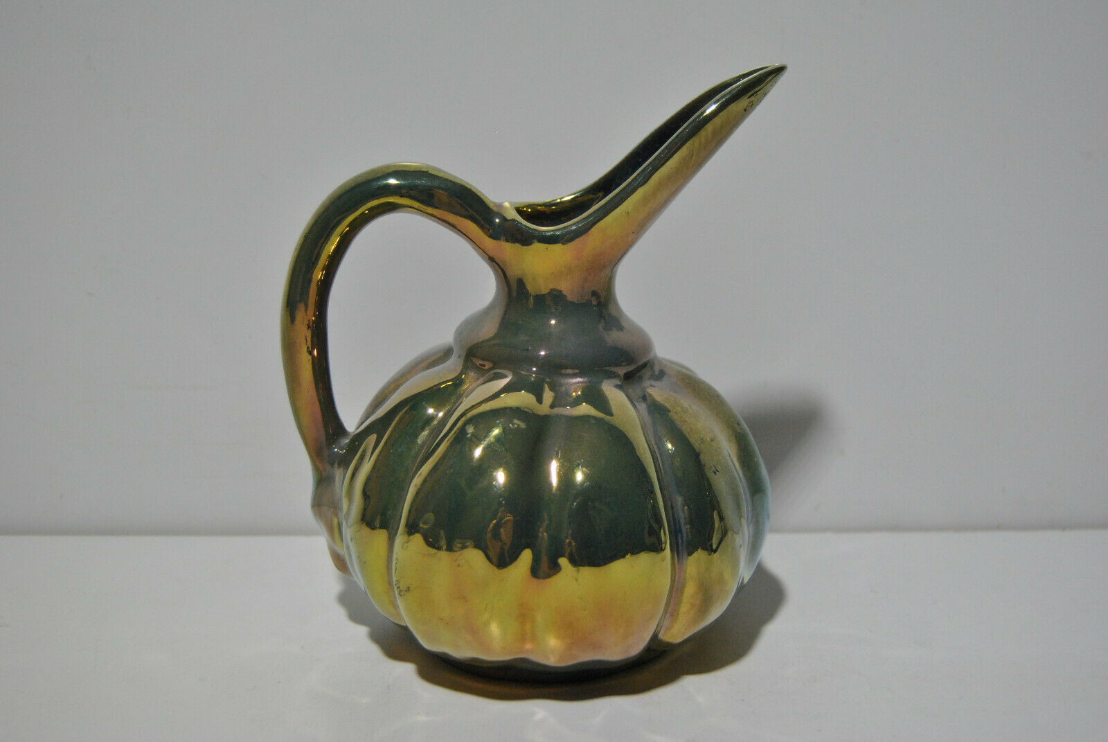 Ceramic pouring jug Rambervilliers art deco flamed sandstone metallic reflection