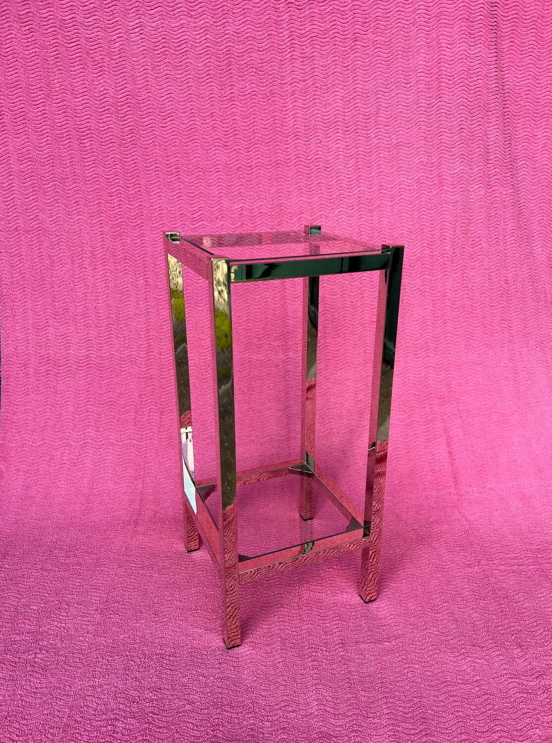 VINTAGE 1970 COFFEE TABLE SQUARE GOLD BRIGHT TUBE SQUARE 2 PLATTERS