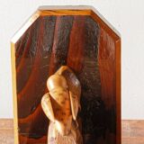 Pair of wooden bookends, birds, art deco,