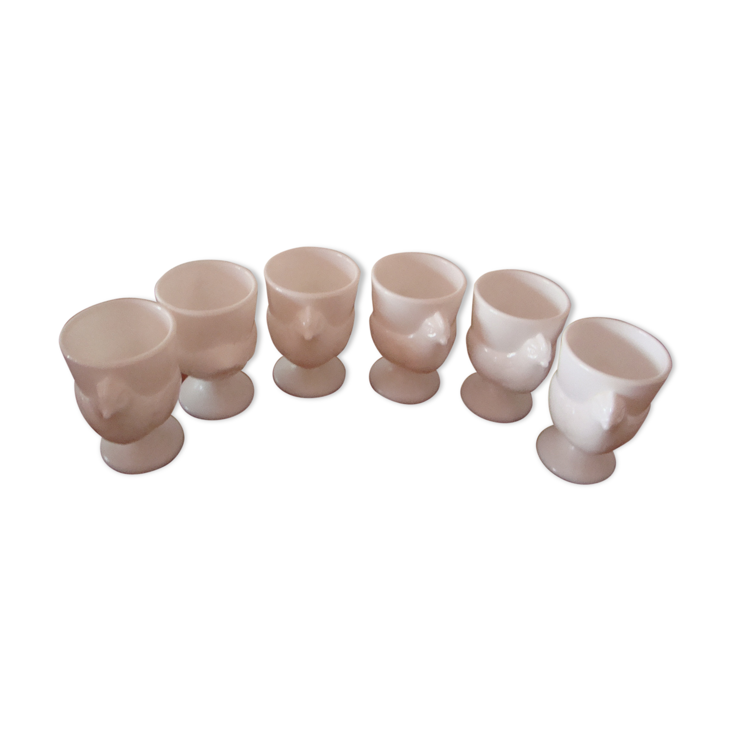 6 vintage white egg-cups