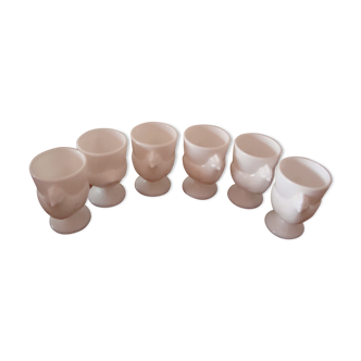 6 coquetiers blancs vintage en forme de poule
