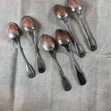 6 small vintage dessert spoons in silver metal