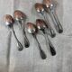 6 small vintage dessert spoons in silver metal