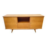 Enfilade bahut buffet type scandinave en poirier bois brut 1950