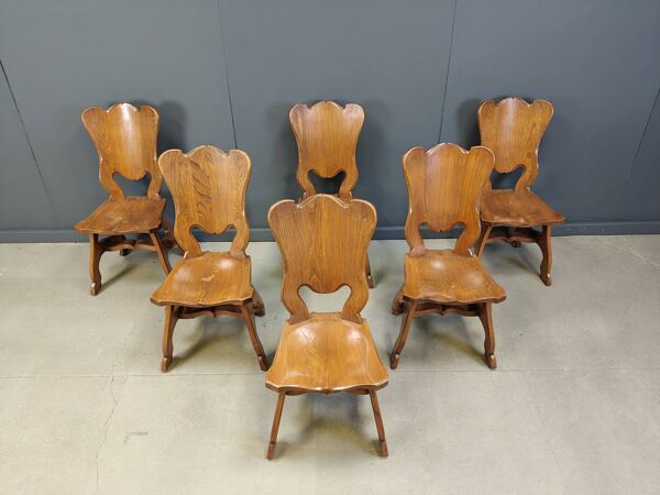 Chaises de salle à manger rustiques en chêne, Pays-Bas années 1960