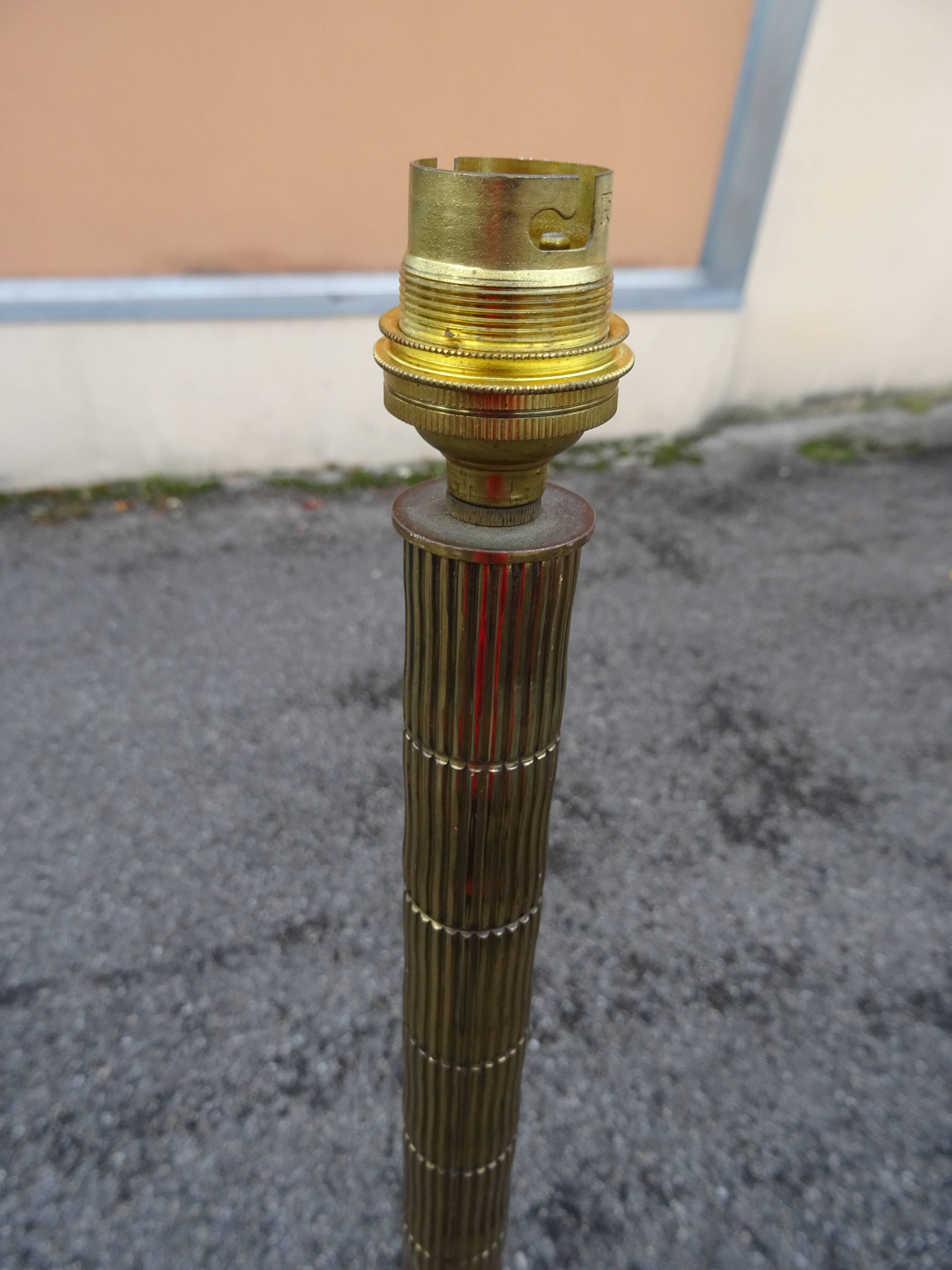 Vintage 70s bronze imitation bamboo floor lamp