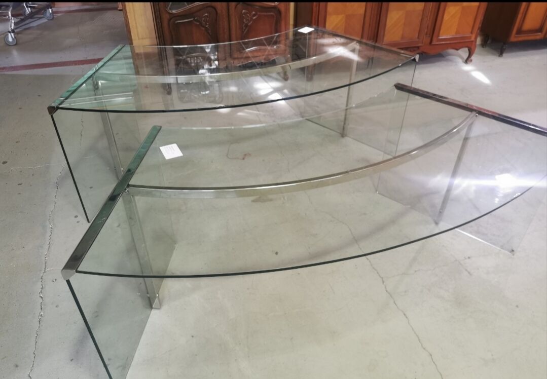 2 glass desks by Radice & Gallotti, 1970