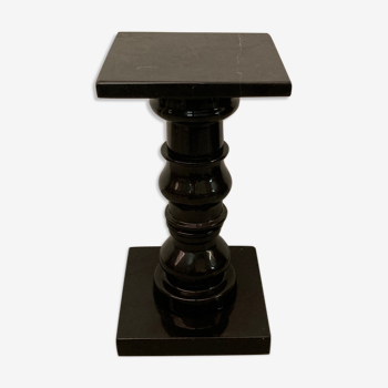 Vintage black natural stone "marble" pedestal or side table