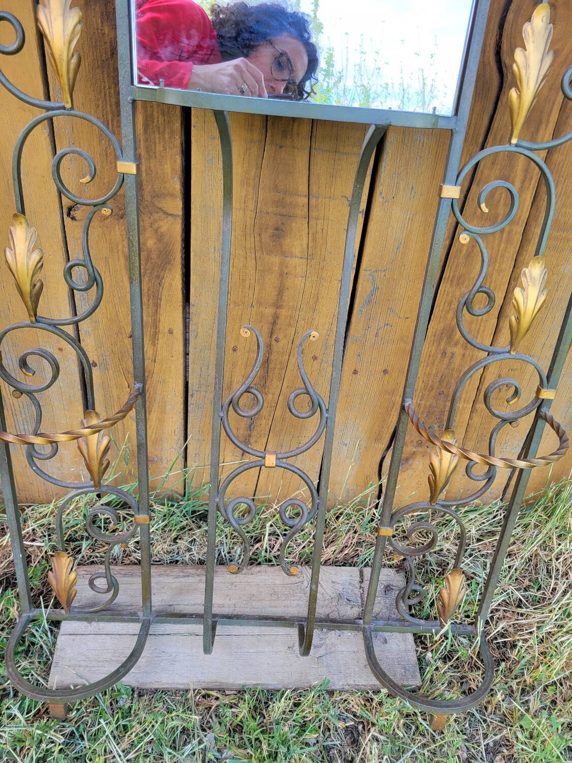 Art Deco 1930s wrought iron coat rack and hat stand