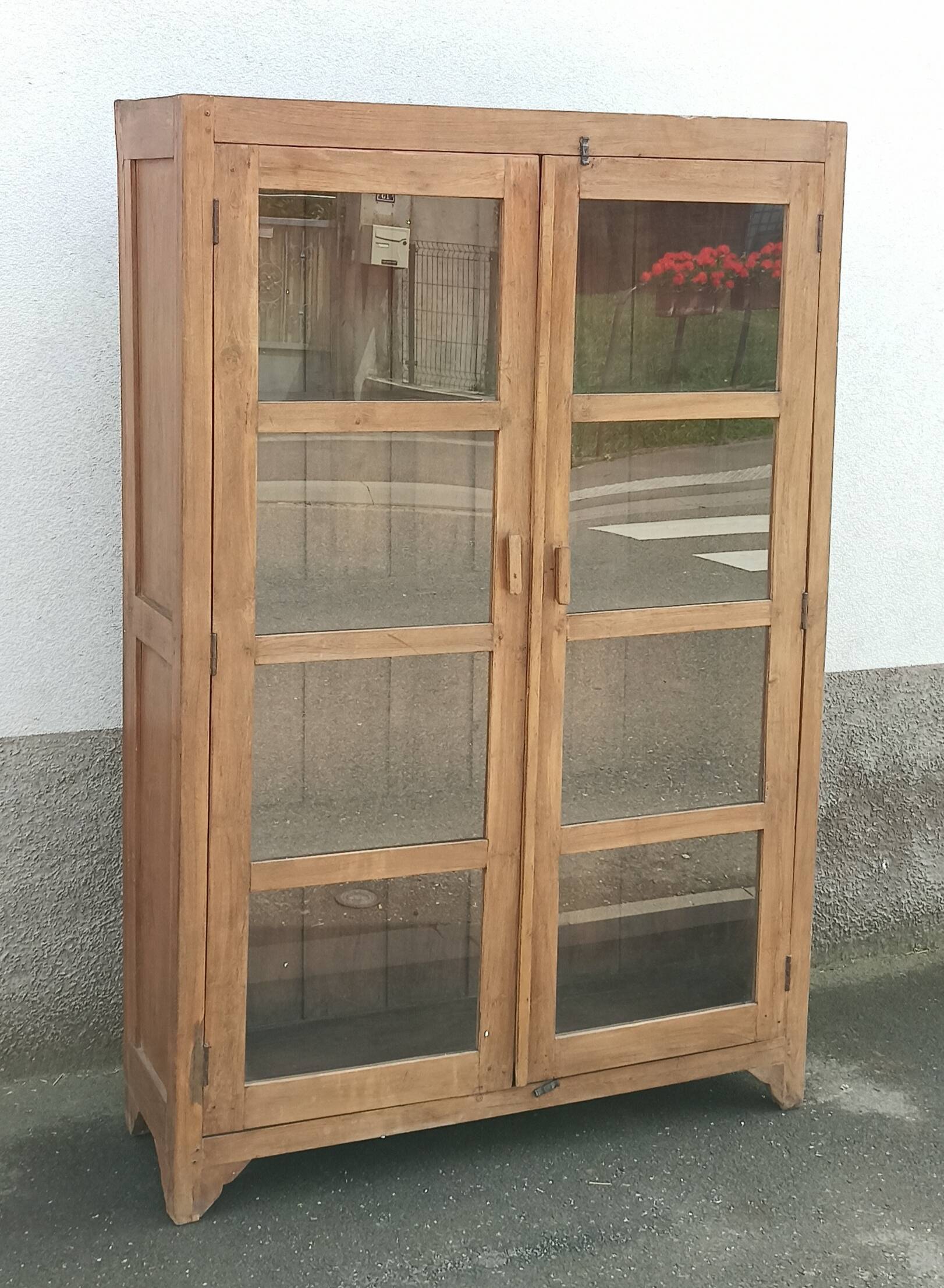 Old wooden glass cabinet