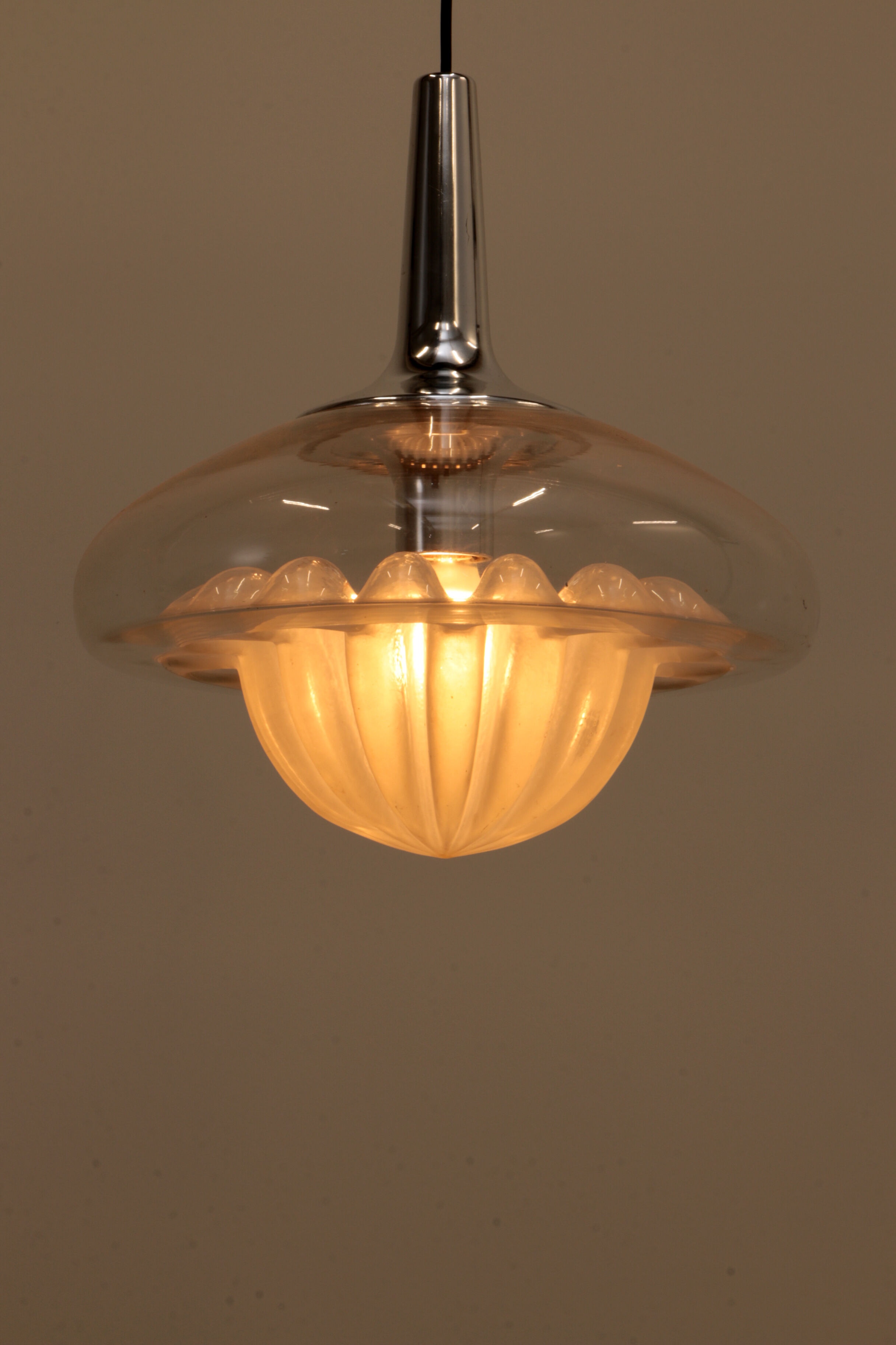 Vintage glass hanging lamp by Peill & Putzler, 1960