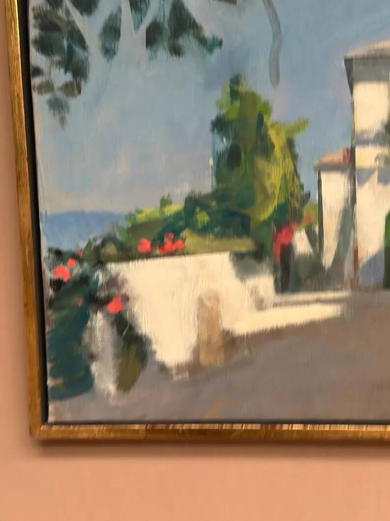 Original Swedish Oil on Canvas – “Town” by Mats Rydstern – Signed – Vintage & Framed – 37 × 49 cm (14.6" × 19.3")