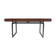 Wooden desk with drawers and black lacquered legs.