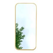 Large vintage rectangular wall mirror in gold anodized aluminum - 73 cm