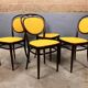 Thonet 215 en bois courbé jaune, récemment retapissé