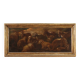 Peinture ancienne paysage avec des chèvres du XVIIe siècle