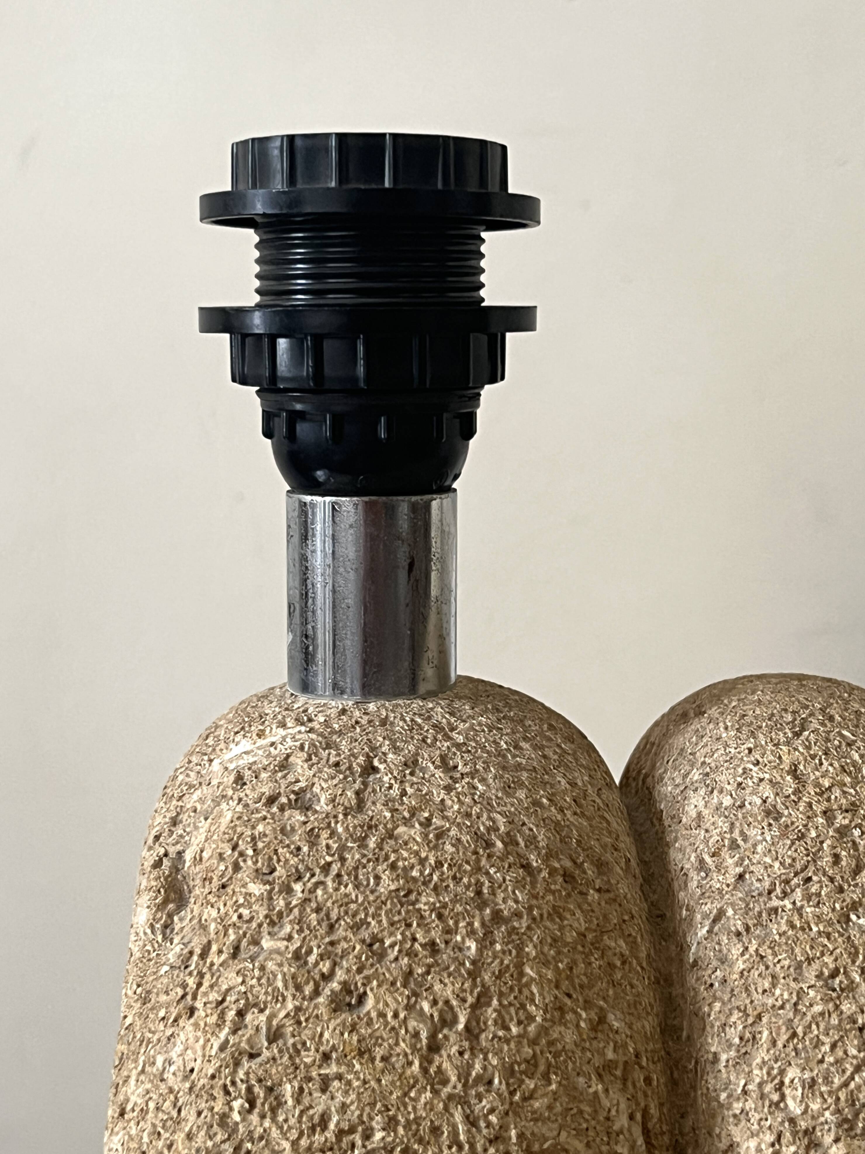 Sculptural lamp base in limestone by Albert Tormos or Fratelli.