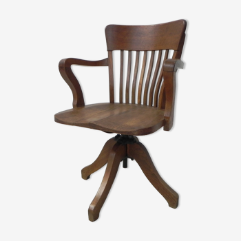 Chaise de bureau en chêne, chaise pivotante réglable en hauteur