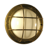 Brass "porthole" wall lamp