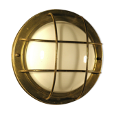 Brass "porthole" wall lamp