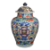 China 18th century Baluster covered pot in polychrome porcelain