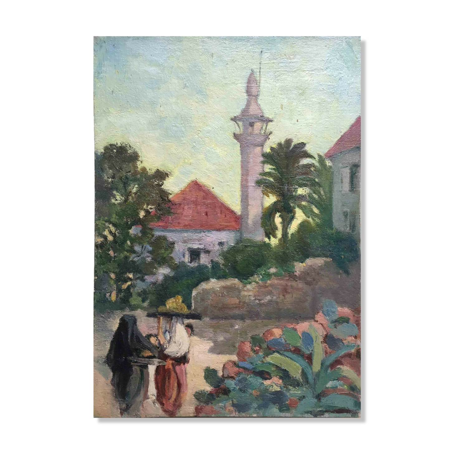 HSC Orientalist painting "Women in front of the Minaret" early twentieth century