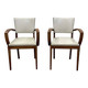 Pair of Art Deco bridge chairs in beech and imitation leather from the 1950s