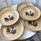Set of 6 plates in sandstone flowers hand painted 70s