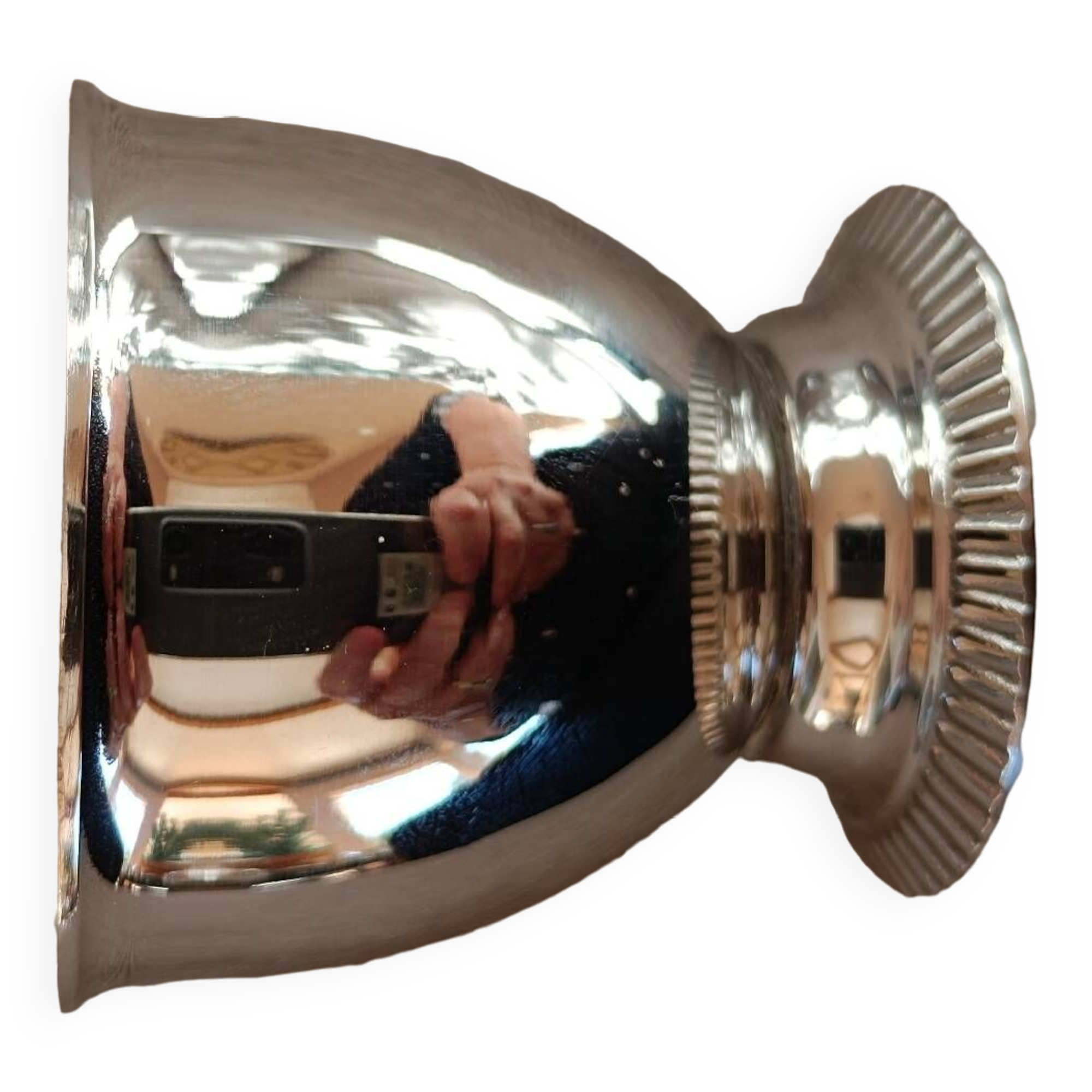 Set of 3 silver metal egg cups