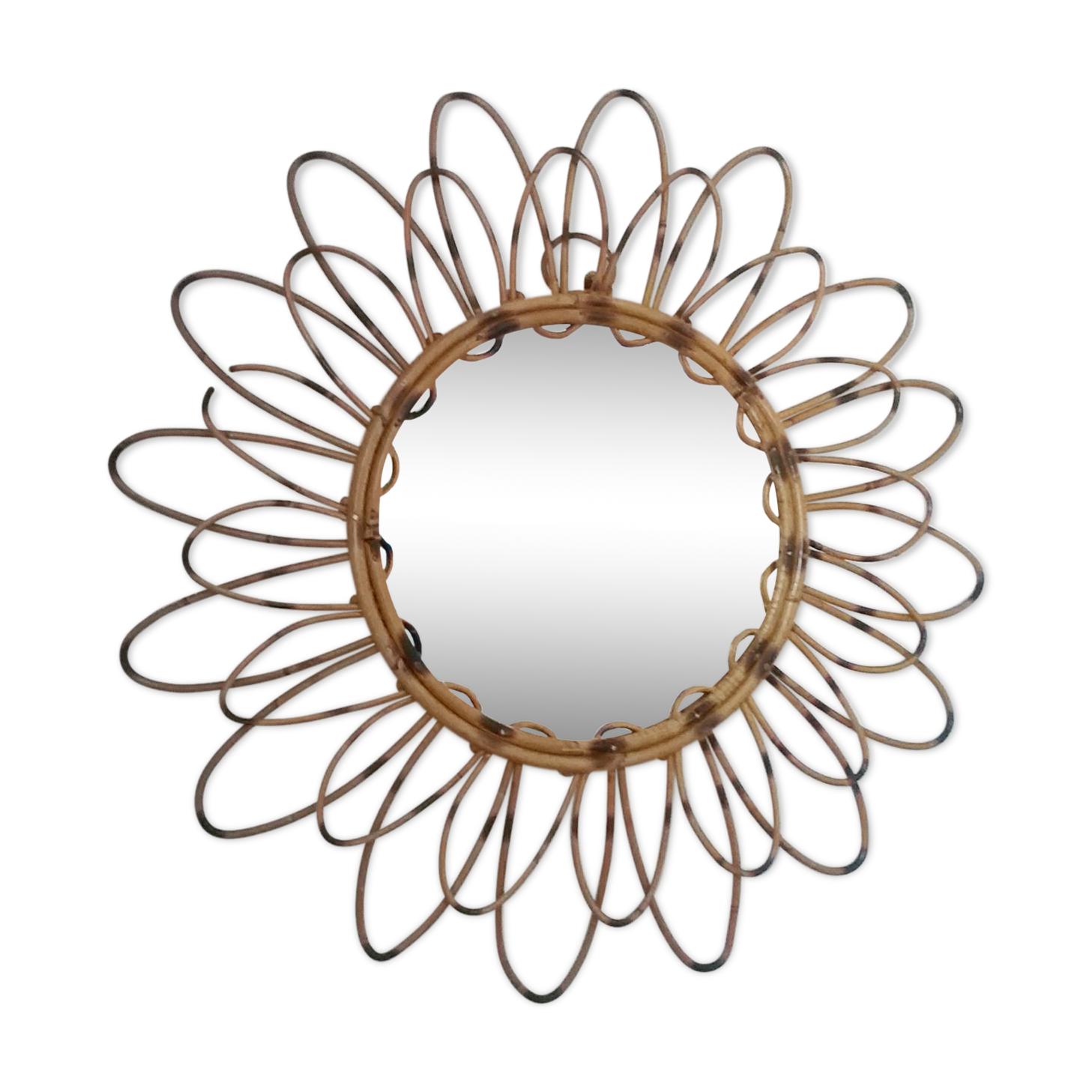 Vintage bamboo mirror 64cm