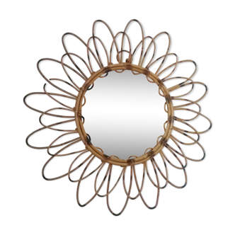 Vintage bamboo mirror 64cm