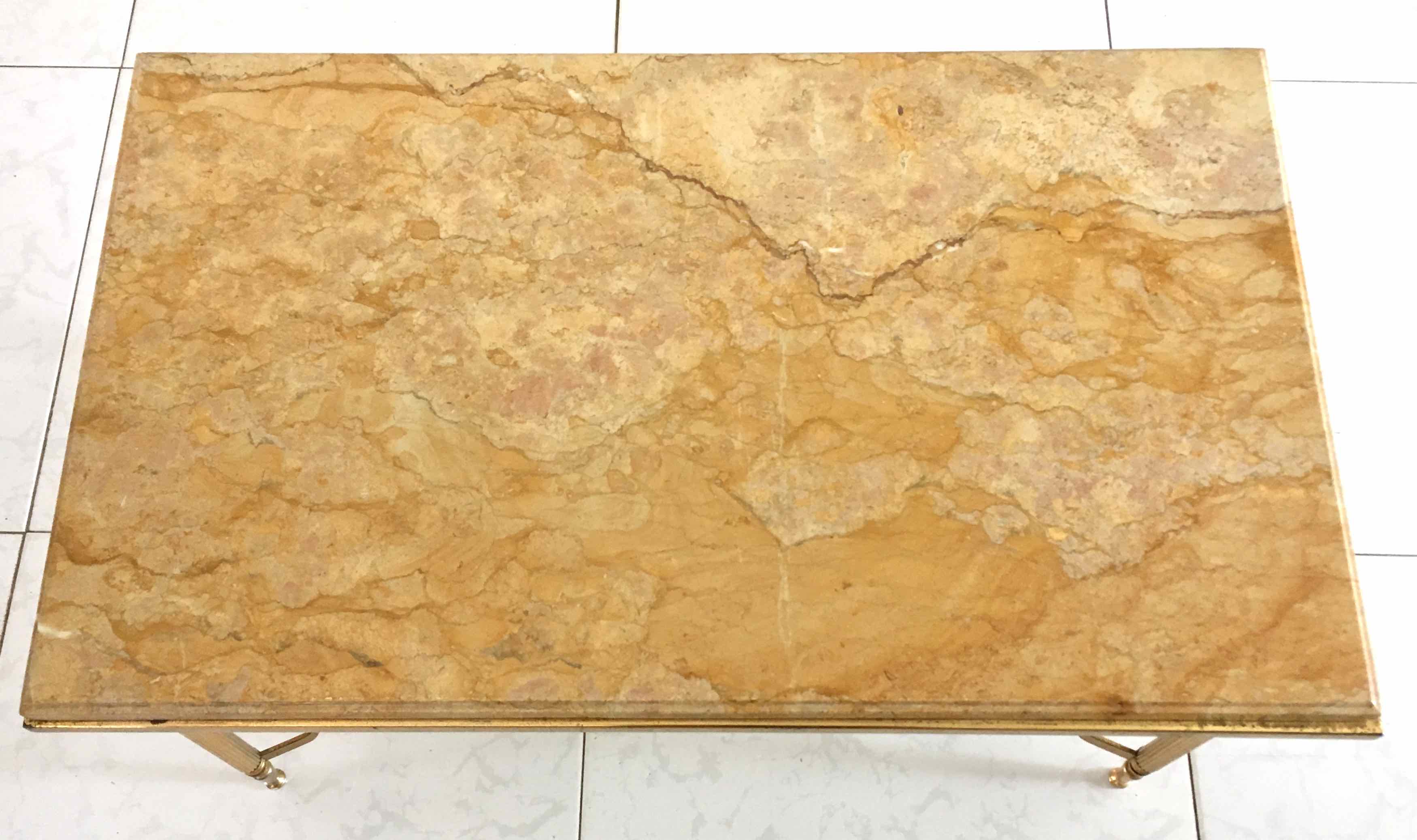 Marble and gilded metal coffee table