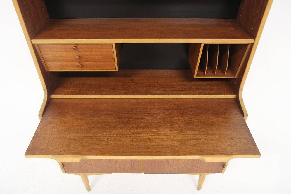 Scandinavian teak secretary, Hugo Troeds, Bjärnum, Sweden, 1950