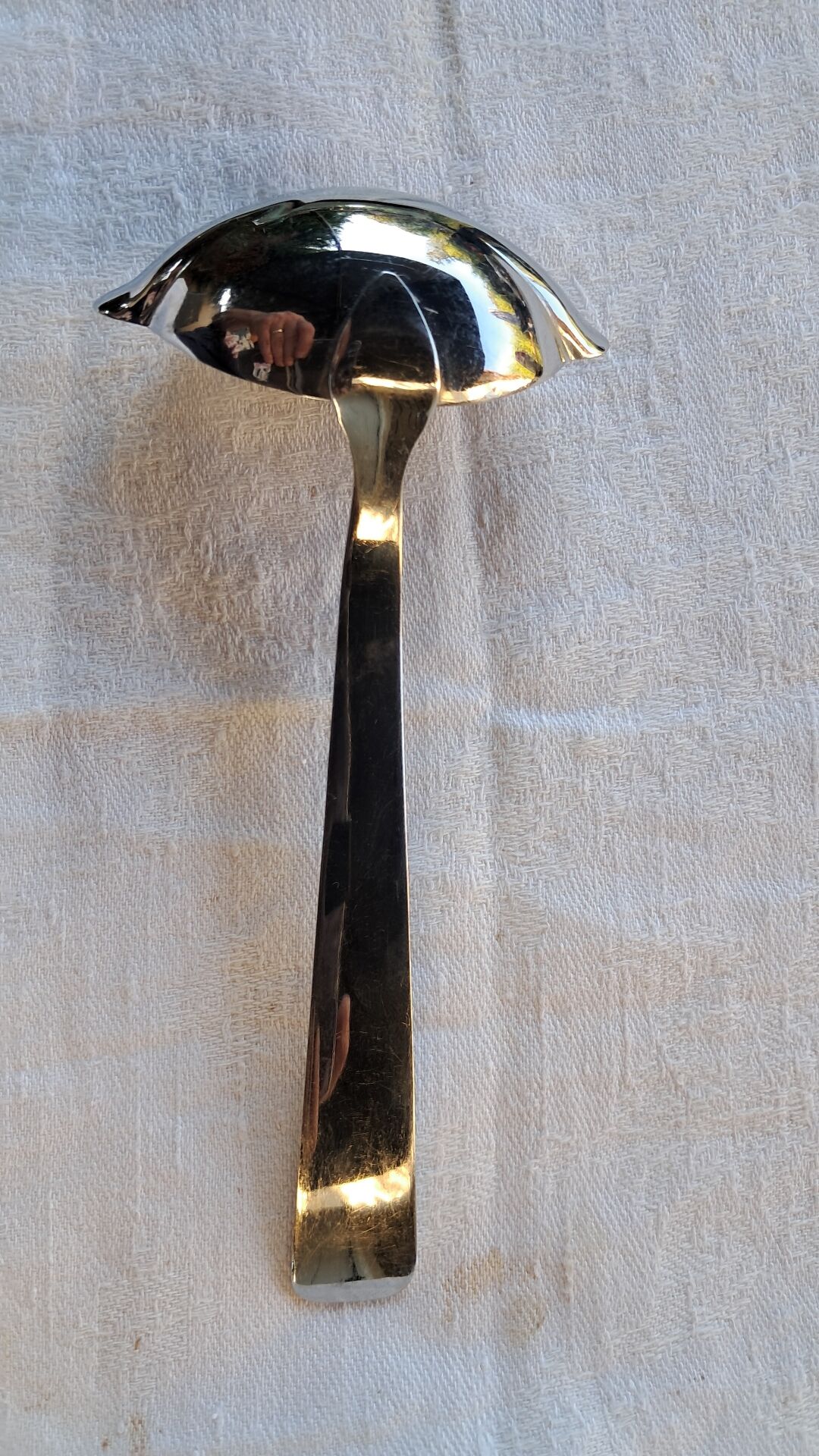 Old sauce spoon, fat and lean, Boulenger, silver-plated metal.
