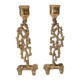 Pair of gilded bronze candlestick holders in brutalist style from around 1970.