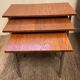 Series of 3 nesting tables from the 70s in wood and chromed metal