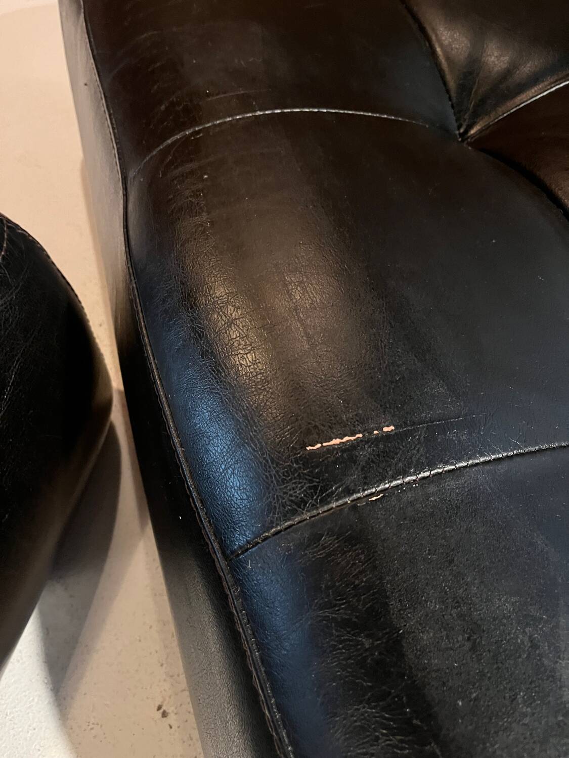 Leather poufs from Roche Bobois around 2000.