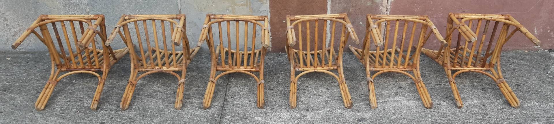 Chaises en bambou et rotin (lot de 6)