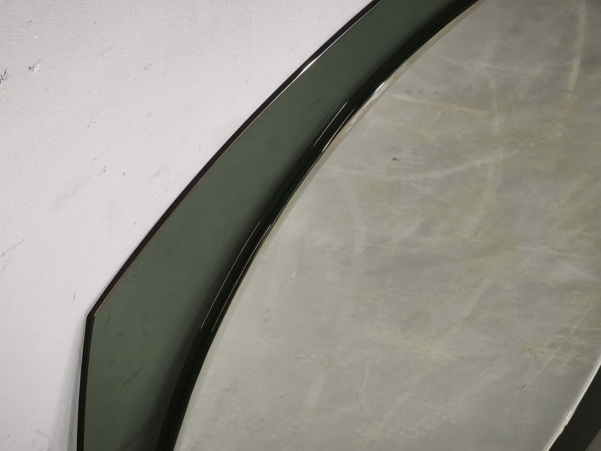 Italian Modernist Smoked Glass and Beveled Mirror, 1970s
