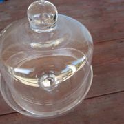 Old glass cake dome on a stand