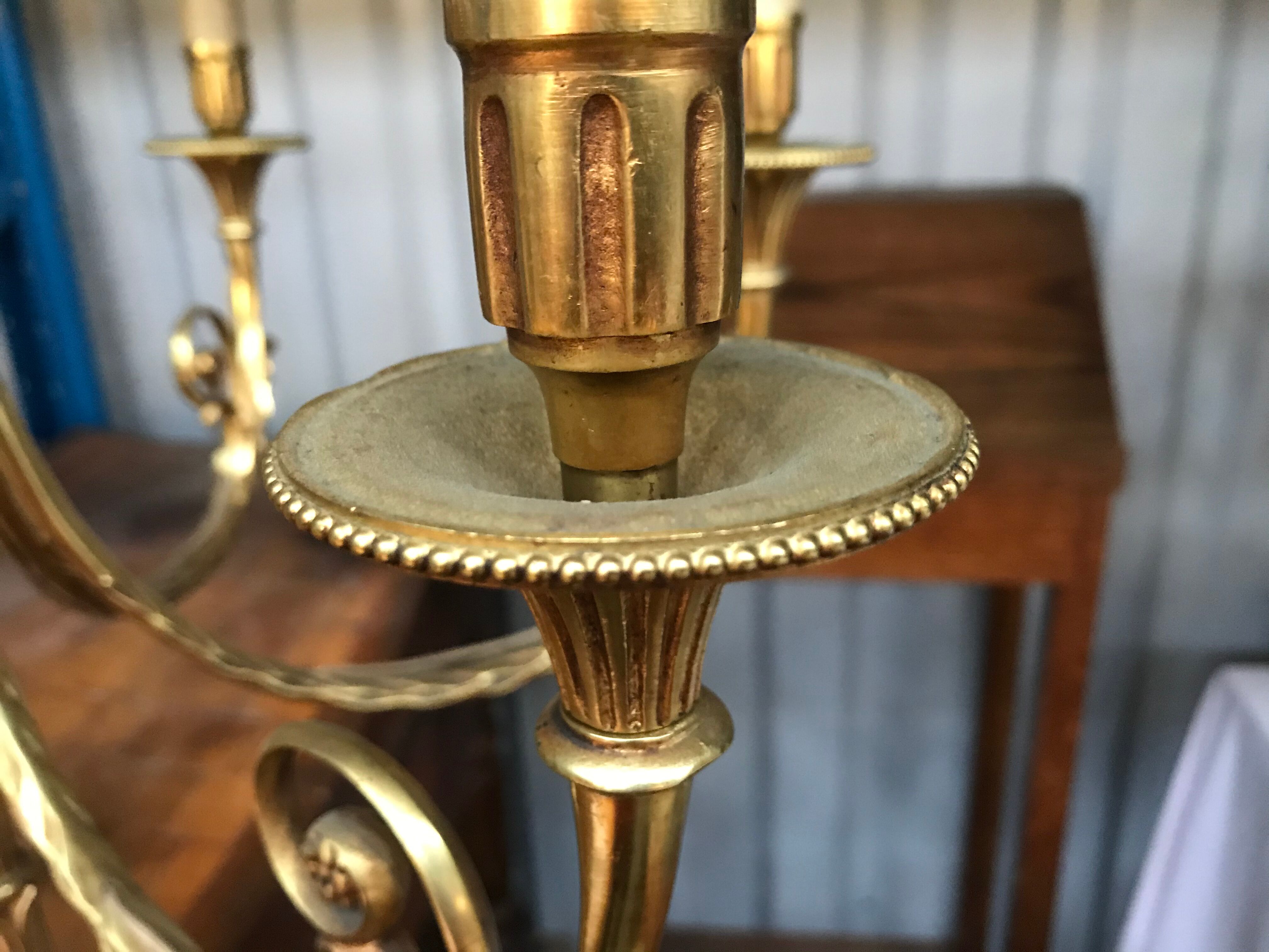 6-light bronze chandelier Louis XVI