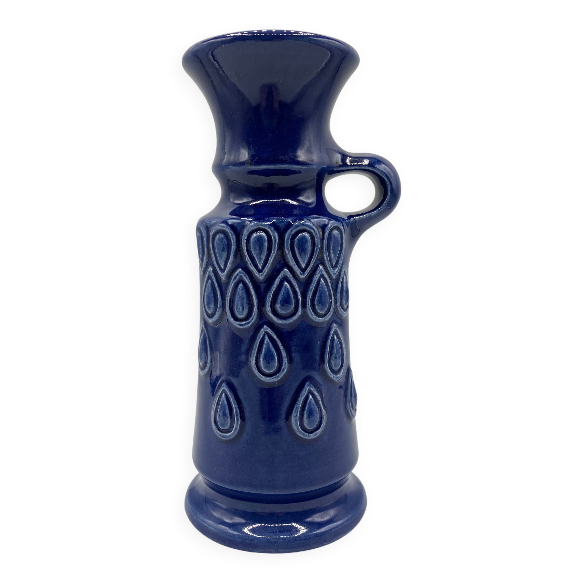 JASBA vase/pitcher/jug in blue glazed ceramic • West Germany • Circa 1960